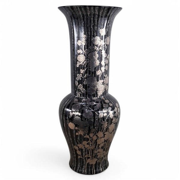 Danny's Fine Porcelain Black Floral Vase - CLOSEOUT