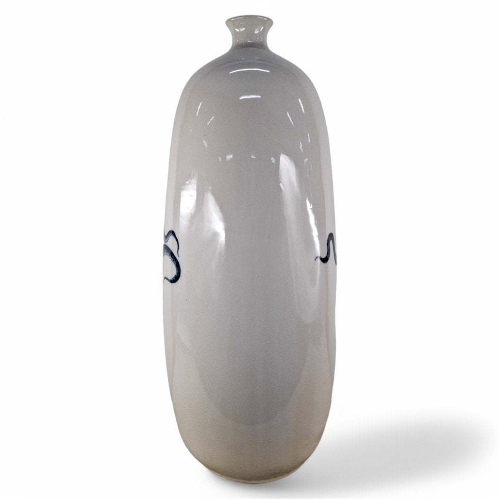 Danny's Fine Porcelain Blue Serpent Bottle Vase - CLOSEOUT