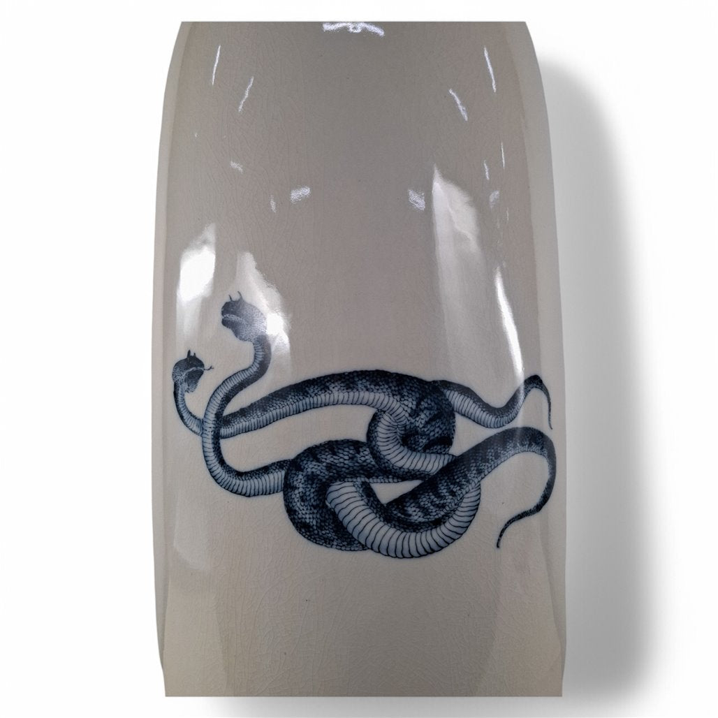 Danny's Fine Porcelain Blue Serpent Bottle Vase - CLOSEOUT