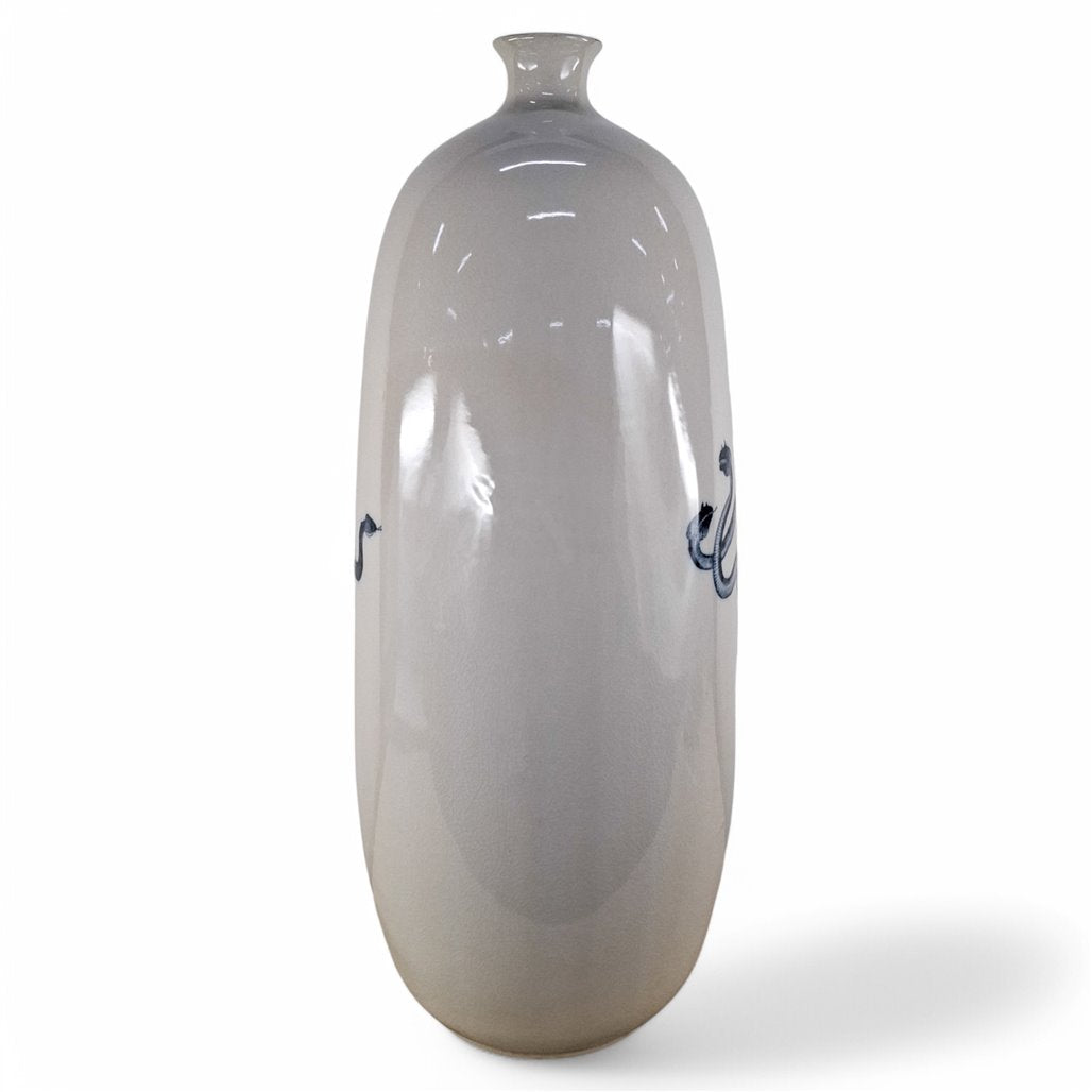 Danny's Fine Porcelain Blue Serpent Bottle Vase - CLOSEOUT