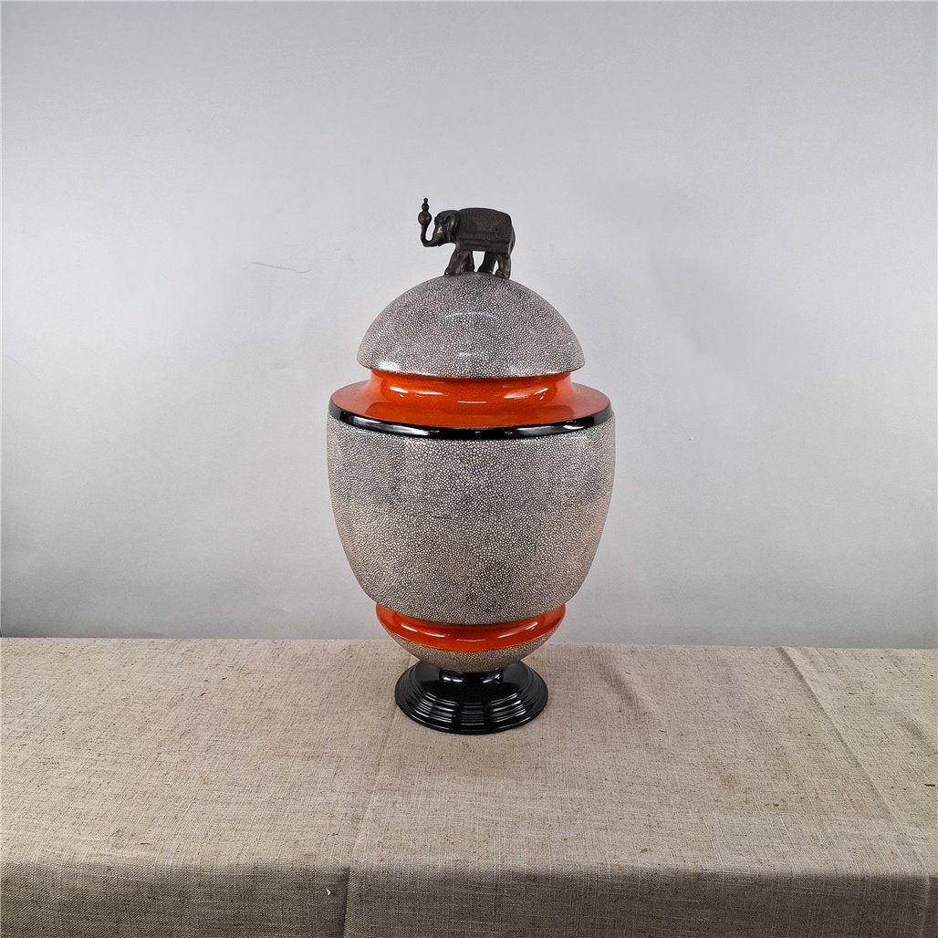 Danny's Fine Porcelain Shagreen Elephant Jar - CLOSEOUT