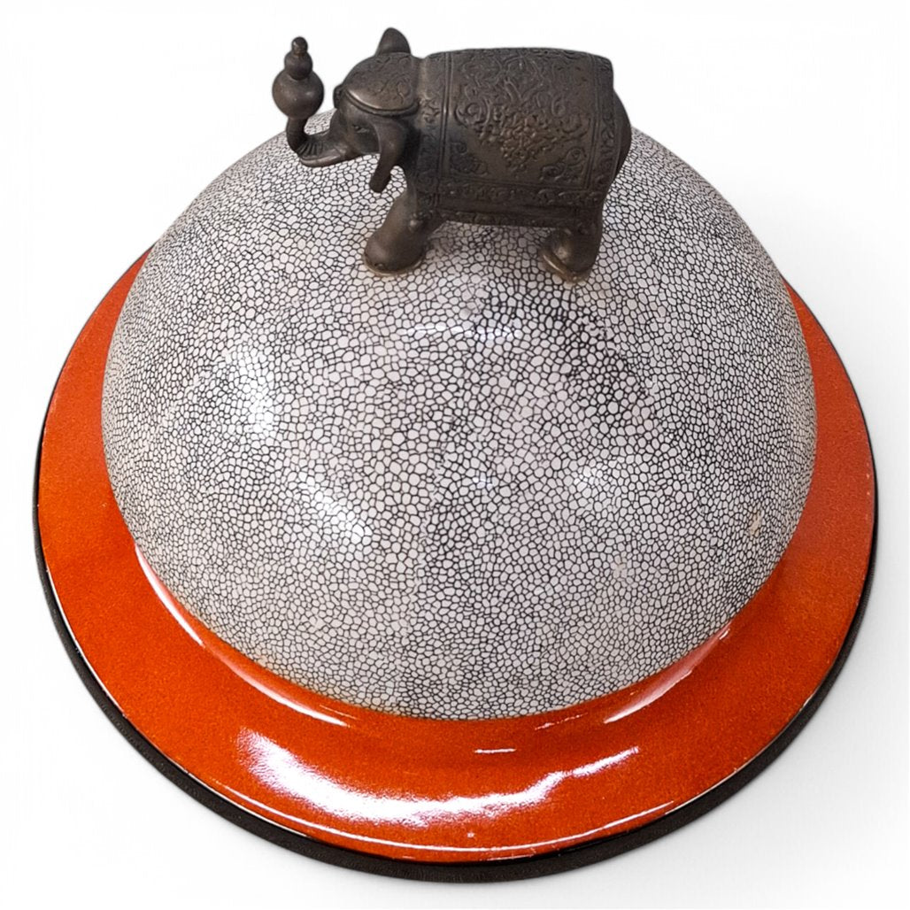 Danny's Fine Porcelain Shagreen Elephant Jar - CLOSEOUT