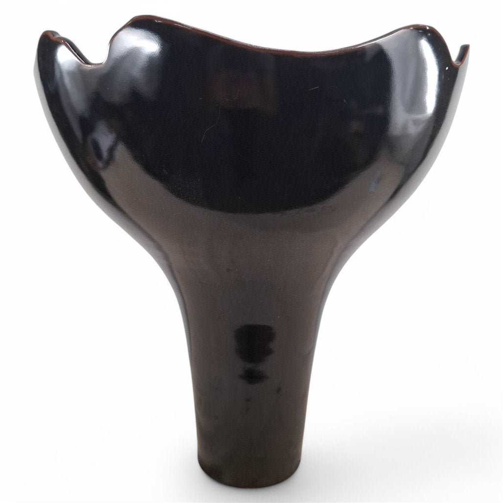 Danny's Fine Porcelain Black Pedestal Bowl - CLOSEOUT