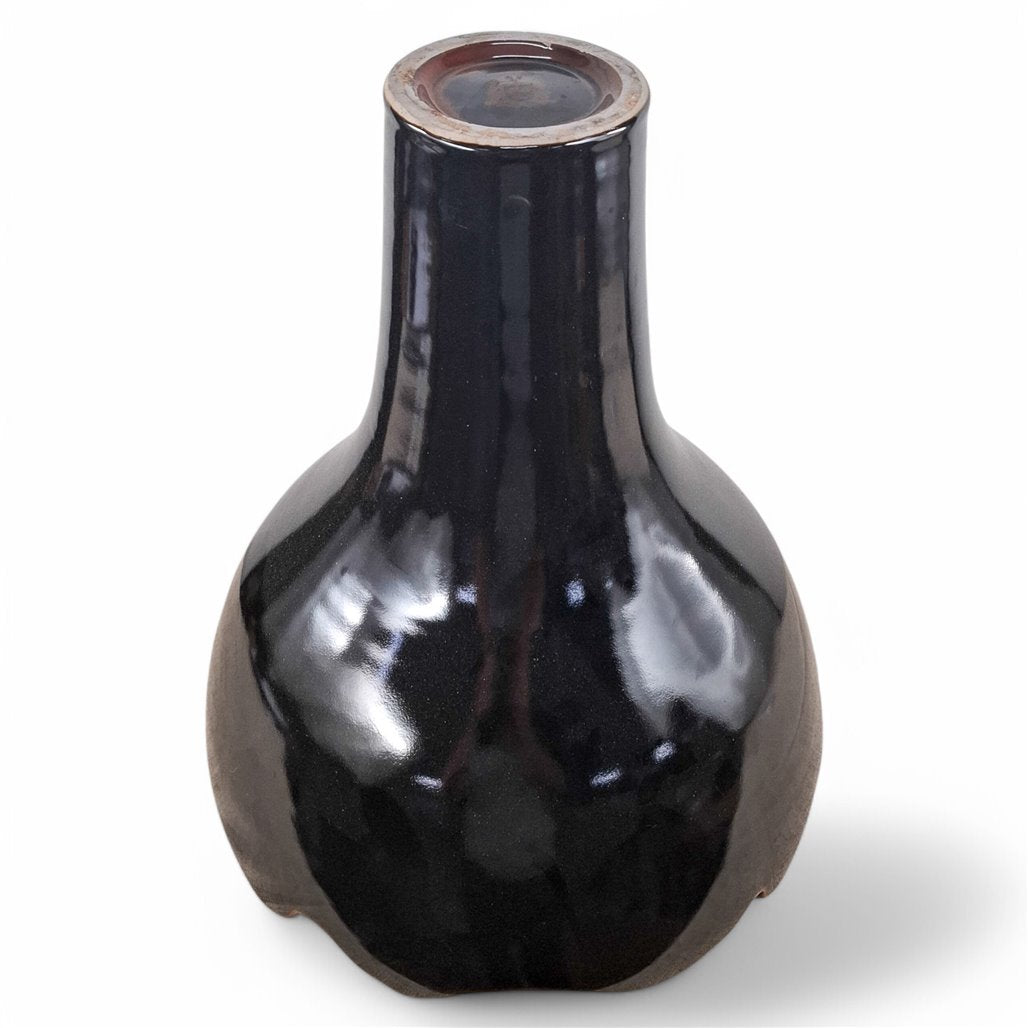 Danny's Fine Porcelain Black Pedestal Bowl - CLOSEOUT