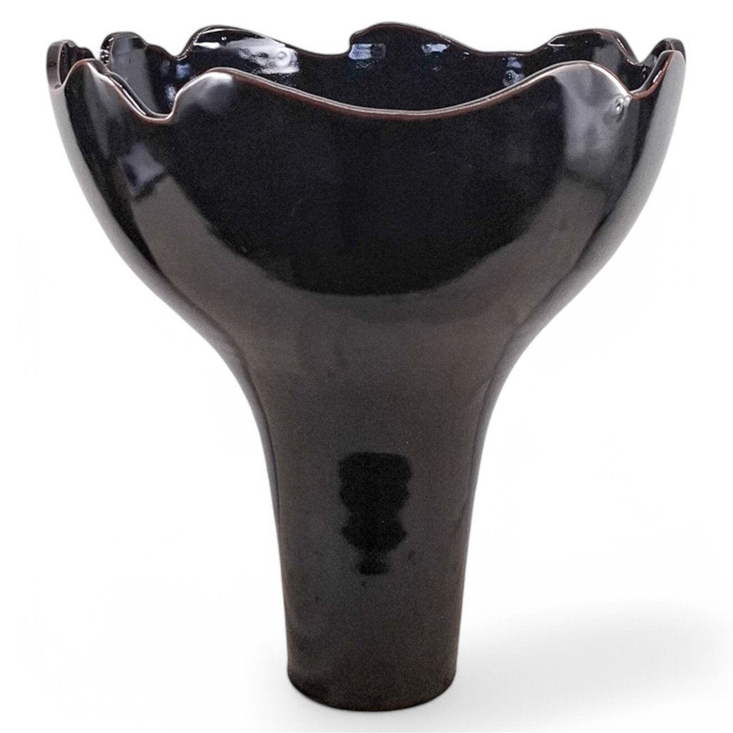 Danny's Fine Porcelain Black Pedestal Bowl - CLOSEOUT