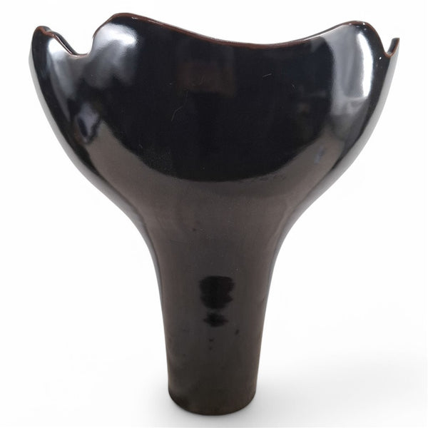 Danny's Fine Porcelain Black Pedestal Bowl - CLOSEOUT