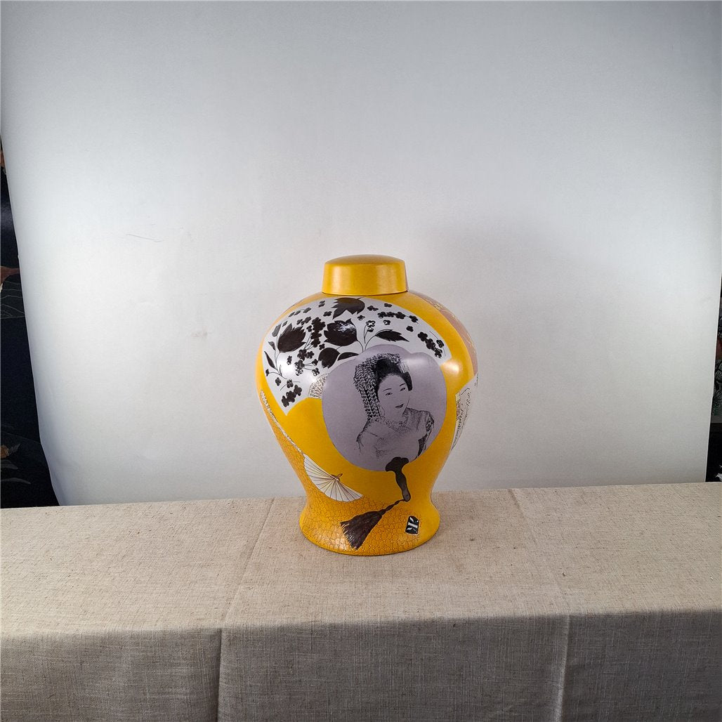 Danny's Fine Porcelain Yellow Collage Vase - CLOSEOUT