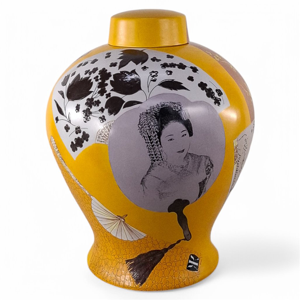 Danny's Fine Porcelain Yellow Collage Vase - CLOSEOUT