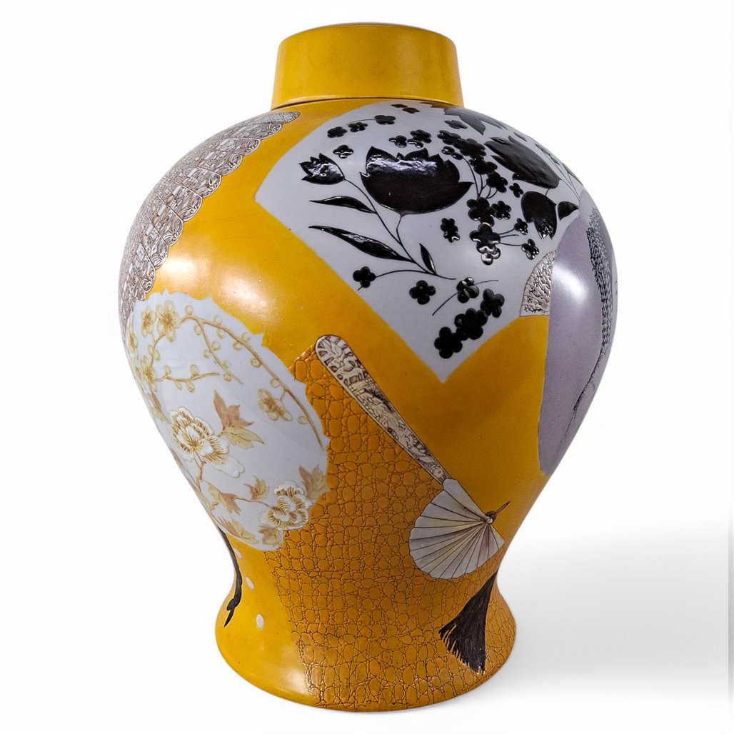 Danny's Fine Porcelain Yellow Collage Vase - CLOSEOUT