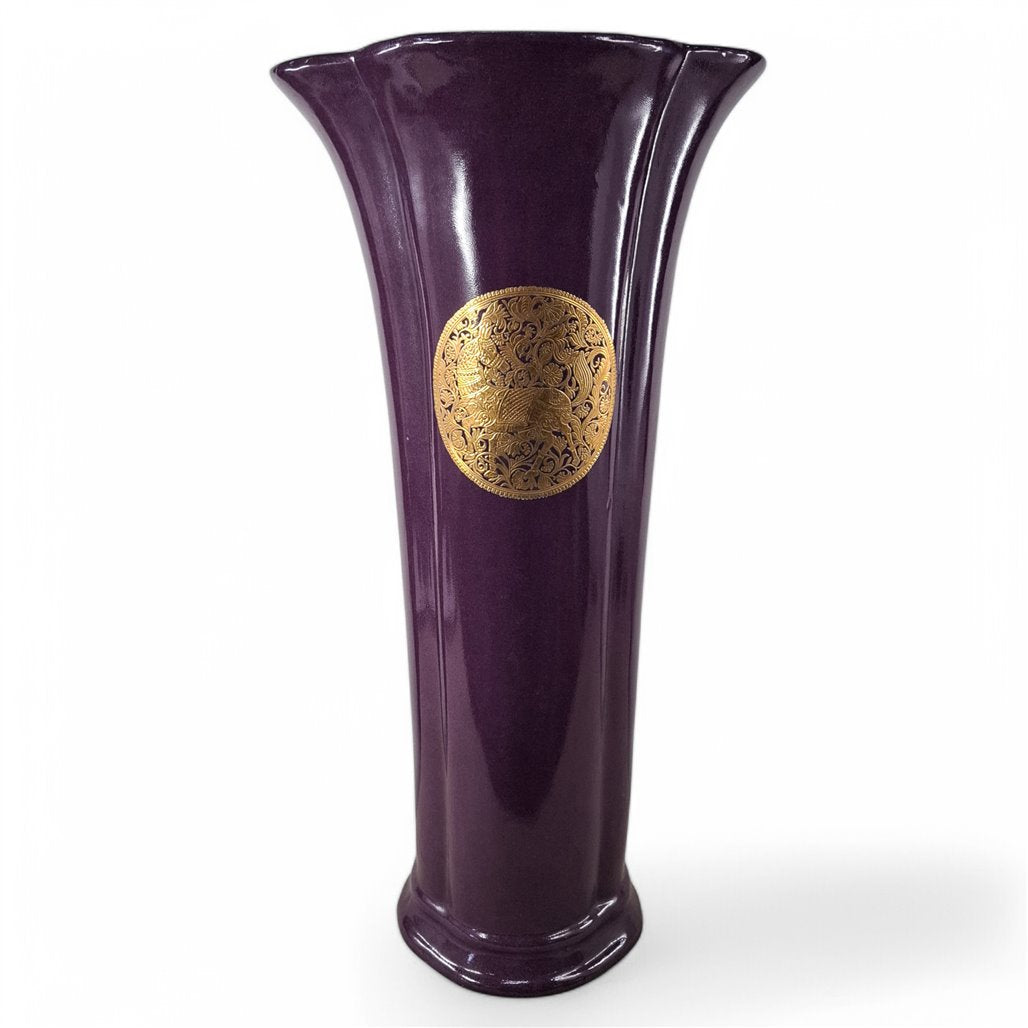 Danny's Fine Porcelain Purple Gold Vase - CLOSEOUT