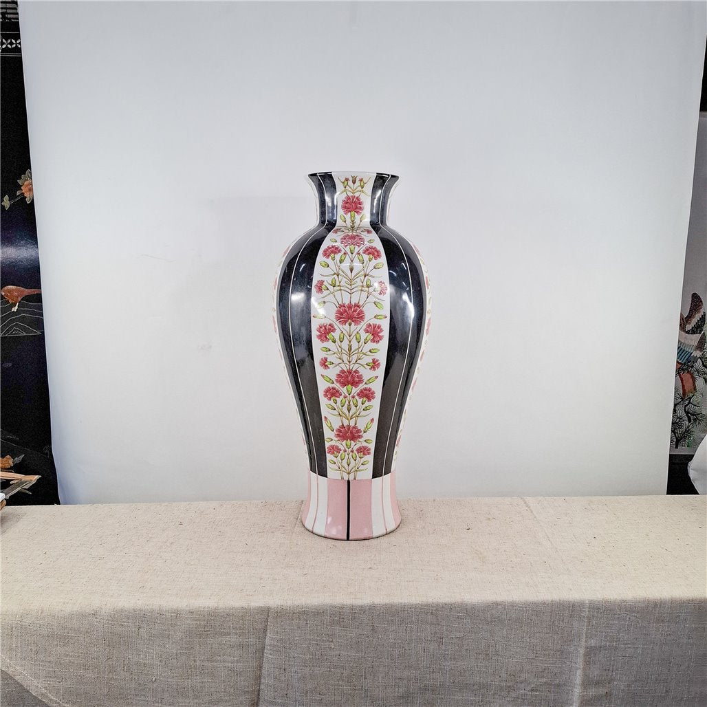 Danny's Fine Porcelain Black Floral Vase - CLOSEOUT