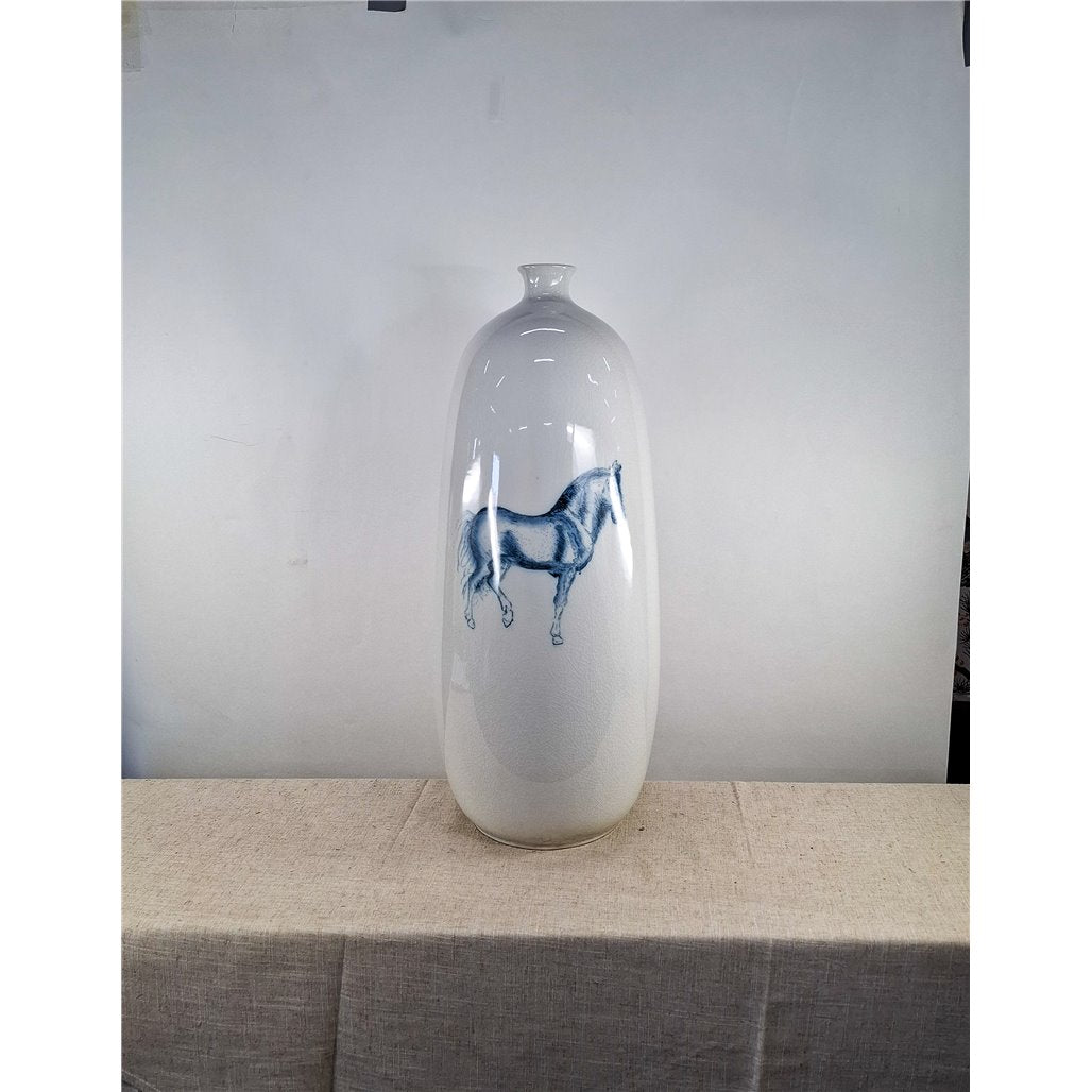 Danny's Fine Porcelain Blue Horse Vase - CLOSEOUT