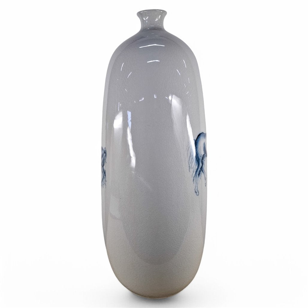 Danny's Fine Porcelain Blue Horse Vase - CLOSEOUT