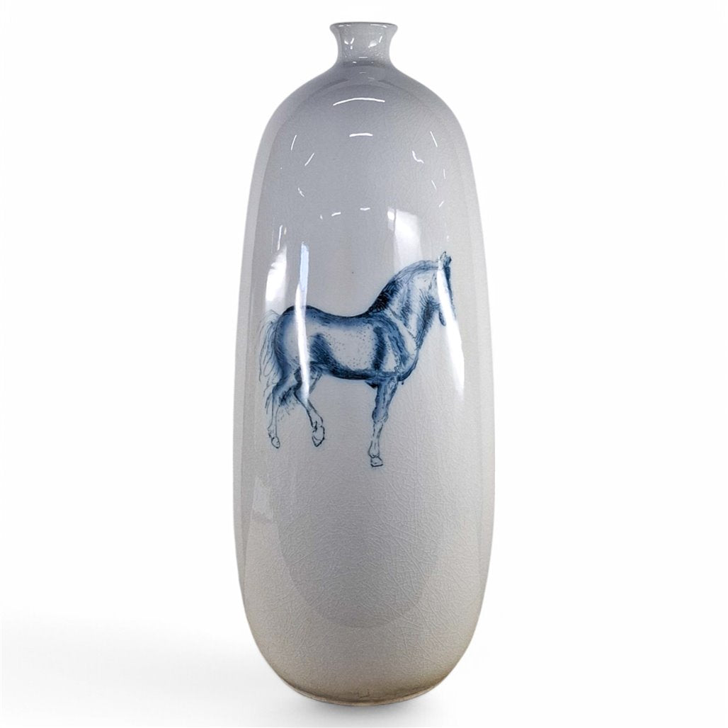 Danny's Fine Porcelain Blue Horse Vase - CLOSEOUT