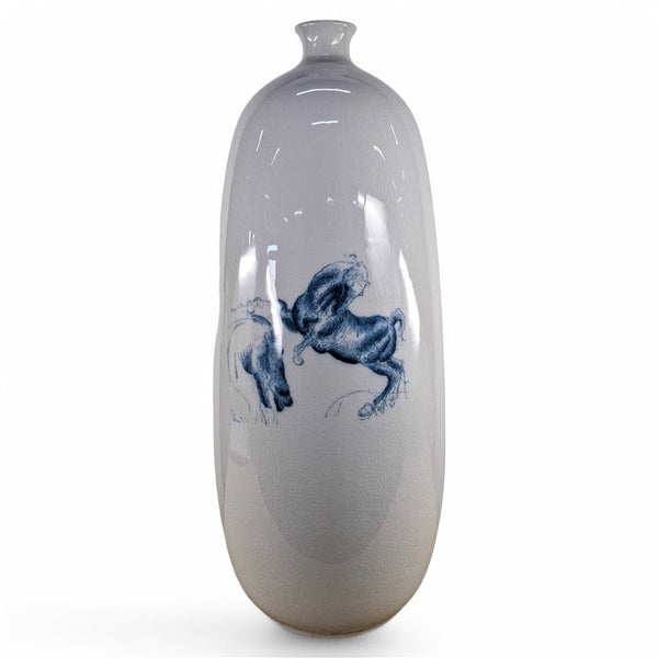 Danny's Fine Porcelain Blue Horse Vase - CLOSEOUT