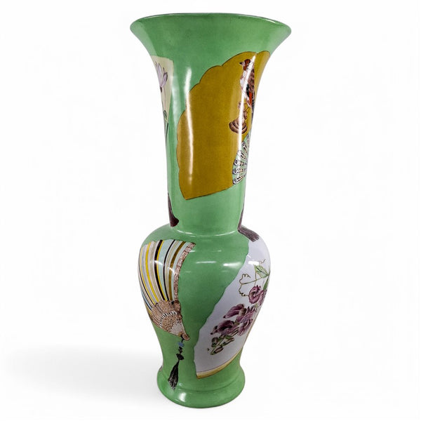 Danny's Fine Porcelain Green Bird Garden Vase - CLOSEOUT