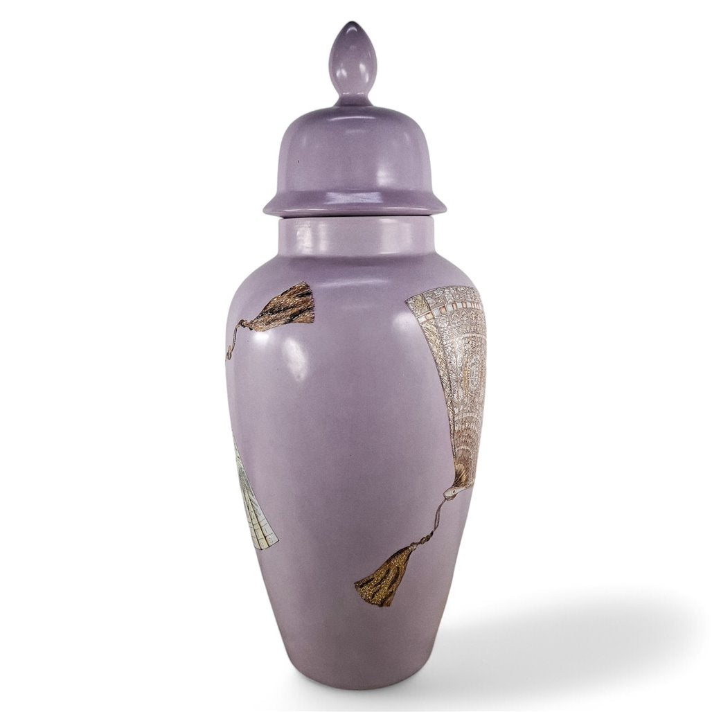 Danny's Fine Porcelain Lavender Fan Covered Jar - CLOSEOUT