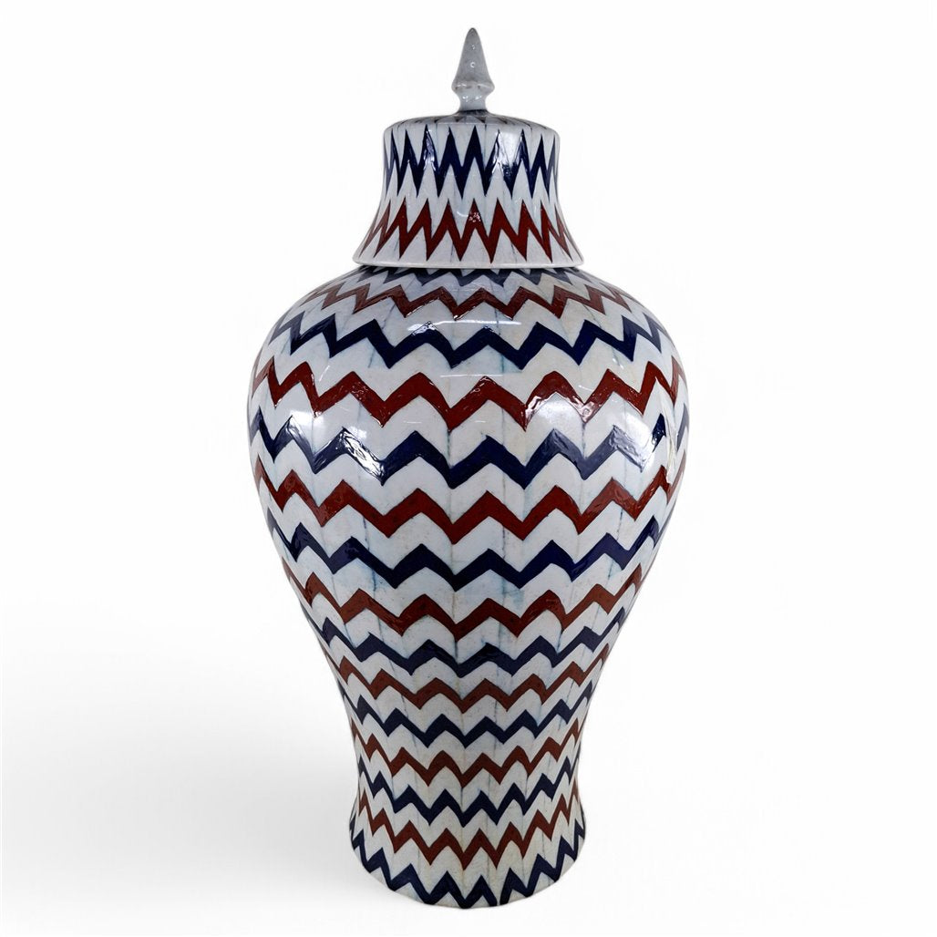 Danny's Fine Porcelain Chevron Covered Jar - CLOSEOUT