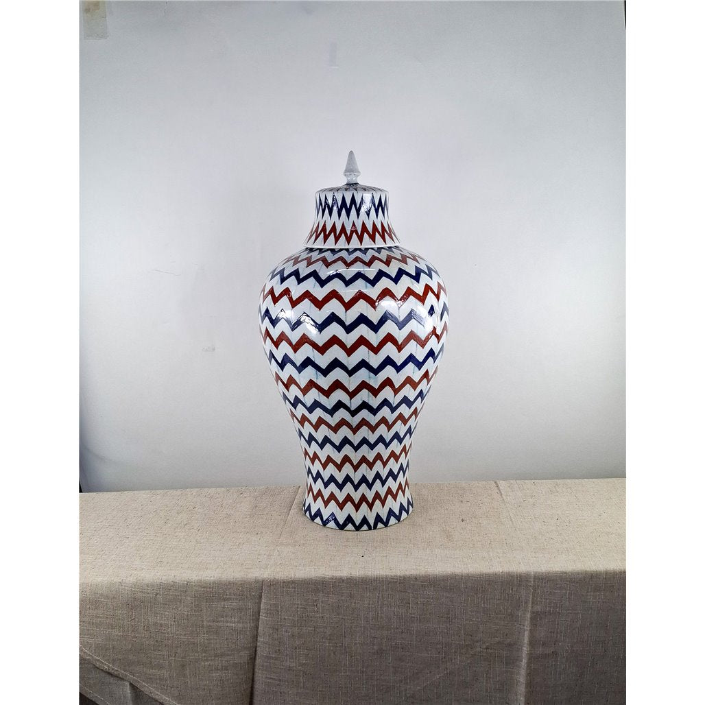 Danny's Fine Porcelain Chevron Covered Jar - CLOSEOUT