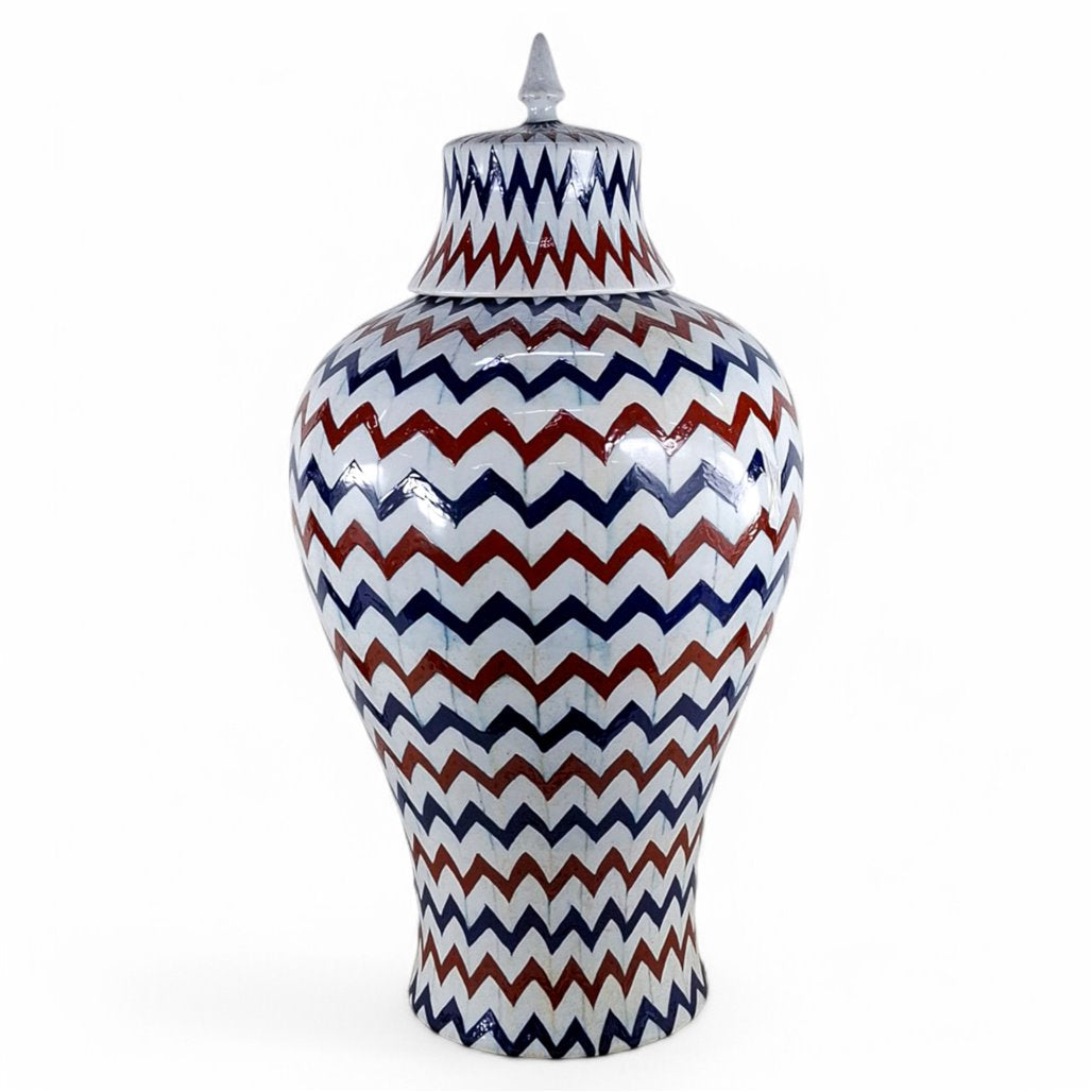 Danny's Fine Porcelain Chevron Covered Jar - CLOSEOUT