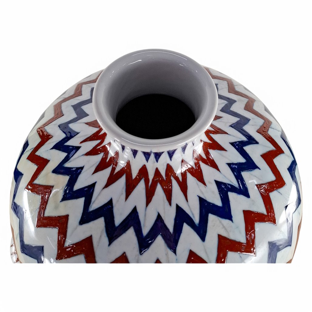 Danny's Fine Porcelain Chevron Covered Jar - CLOSEOUT