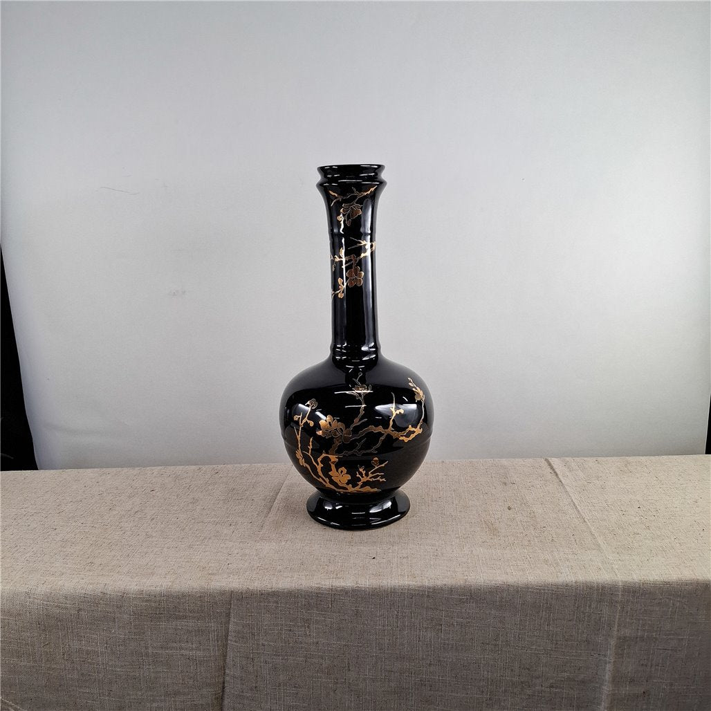 Danny's Fine Porcelain Black Landscape Vase - CLOSEOUT
