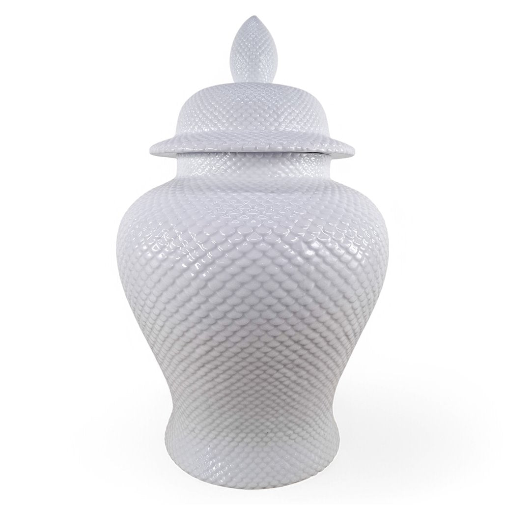 Danny's Fine Porcelain White Fishnet Covered Jar - CLOSEOUT