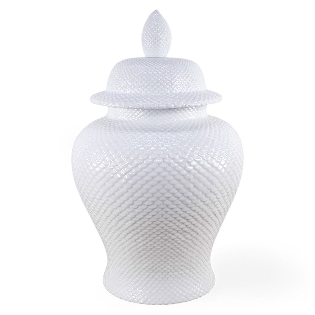 Danny's Fine Porcelain White Fishnet Covered Jar - CLOSEOUT