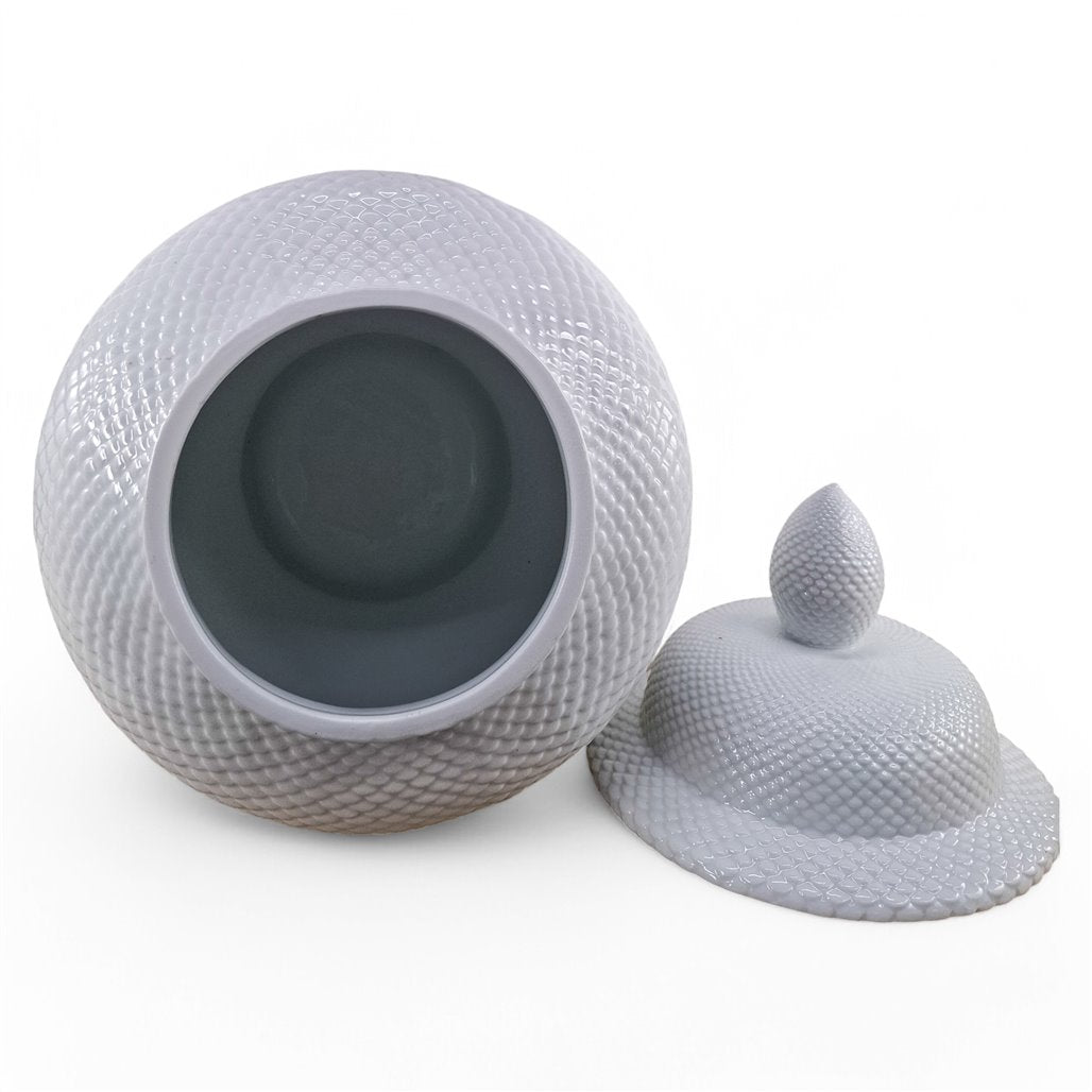 Danny's Fine Porcelain White Fishnet Covered Jar - CLOSEOUT