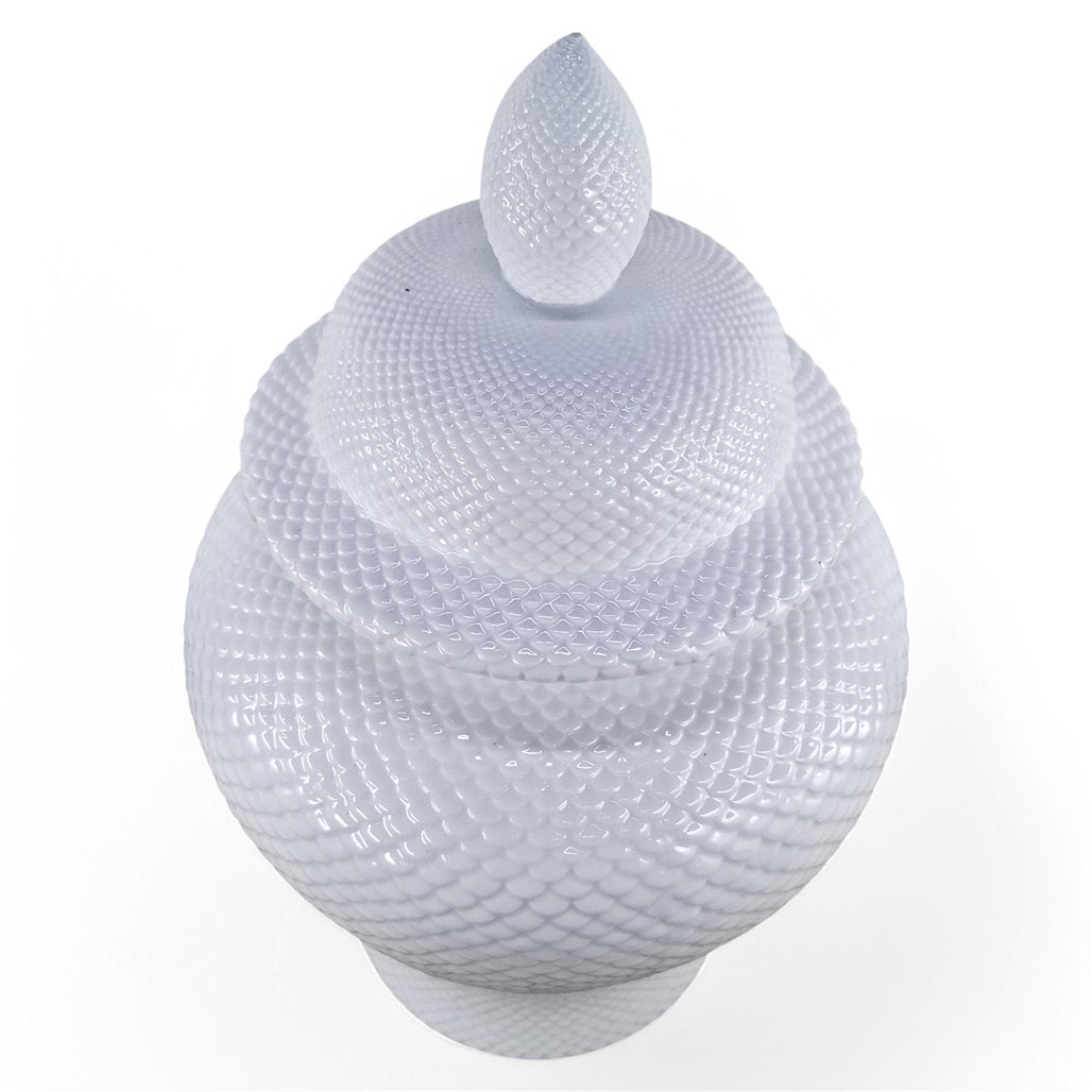 Danny's Fine Porcelain White Fishnet Covered Jar - CLOSEOUT