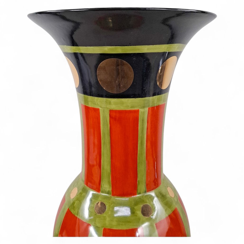Danny's Fine Porcelain Red Black Baluster Vase - CLOSEOUT