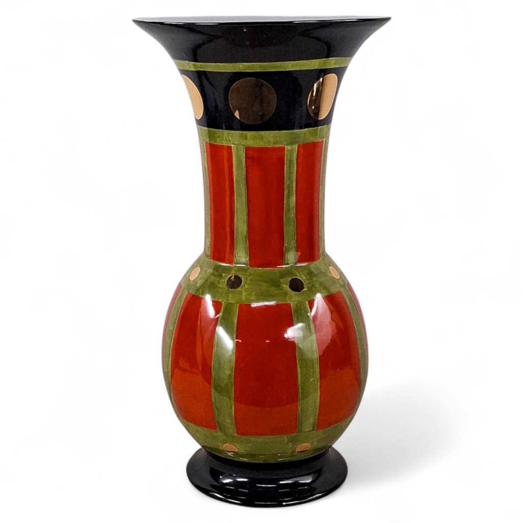 Danny's Fine Porcelain Red Black Baluster Vase - CLOSEOUT
