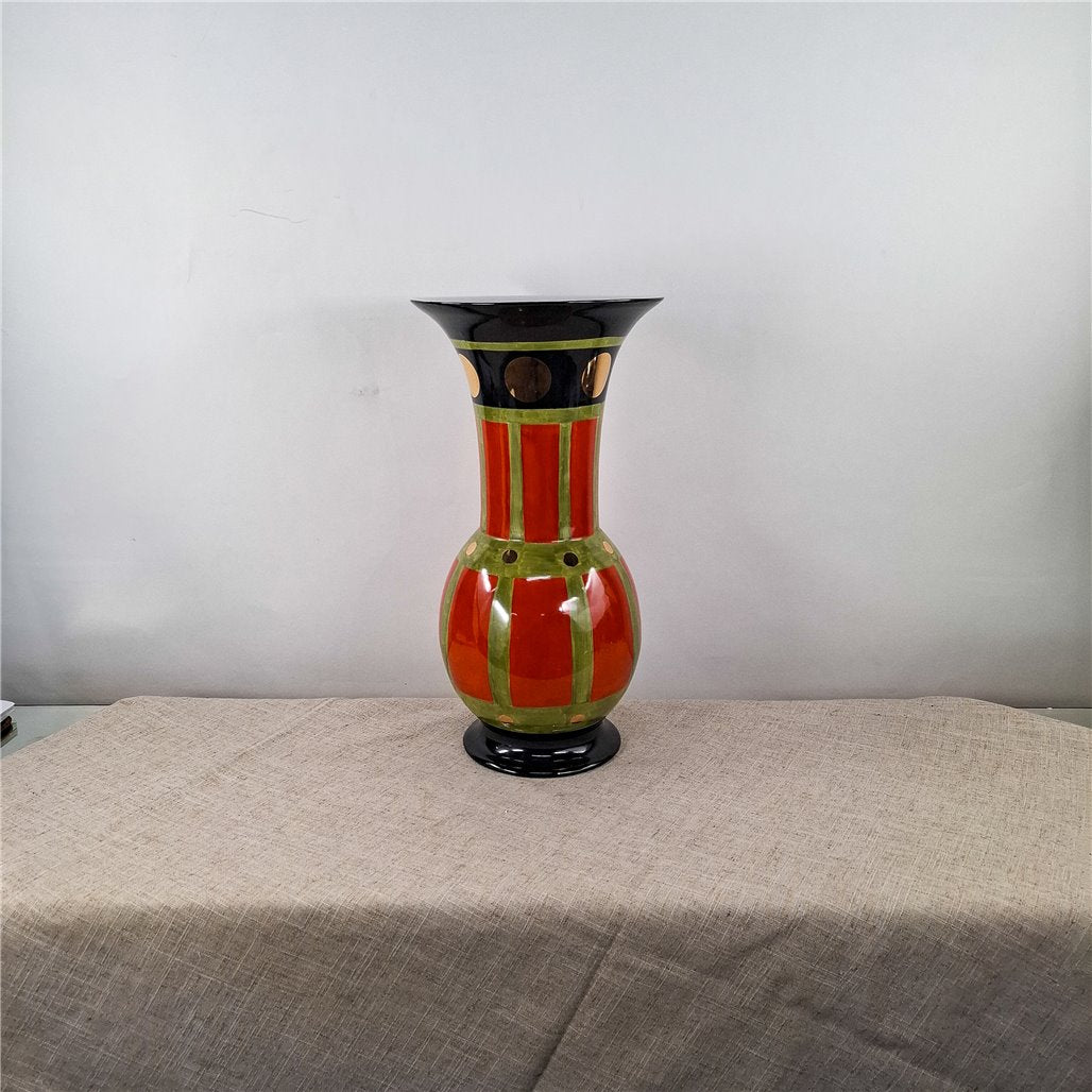 Danny's Fine Porcelain Red Black Baluster Vase - CLOSEOUT