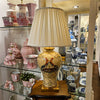 Danny's Fine Porcelain Lamp with Rooster Motif and Lattice Pattern and Bronze Ormolu Base