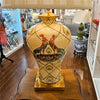 Danny's Fine Porcelain Lamp with Rooster Motif and Lattice Pattern and Bronze Ormolu Base