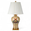 Danny's Fine Porcelain Lamp with Rooster Motif and Lattice Pattern and Bronze Ormolu Base