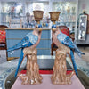 Danny's Fine Porcelain Porcelain Blue Parrot Candle Holder Pair