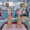 Danny's Fine Porcelain Porcelain Blue Parrot Candle Holder Pair