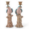 Danny's Fine Porcelain Porcelain Blue Parrot Candle Holder Pair
