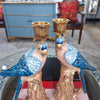 Danny's Fine Porcelain Porcelain Blue Parrot Candle Holder Pair