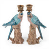 Danny's Fine Porcelain Porcelain Blue Parrot Candle Holder Pair