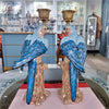Danny's Fine Porcelain Porcelain Blue Parrot Candle Holder Pair