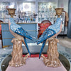 Danny's Fine Porcelain Porcelain Blue Parrot Candle Holder Pair