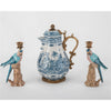 Danny's Fine Porcelain Porcelain Blue Parrot Candle Holder Pair