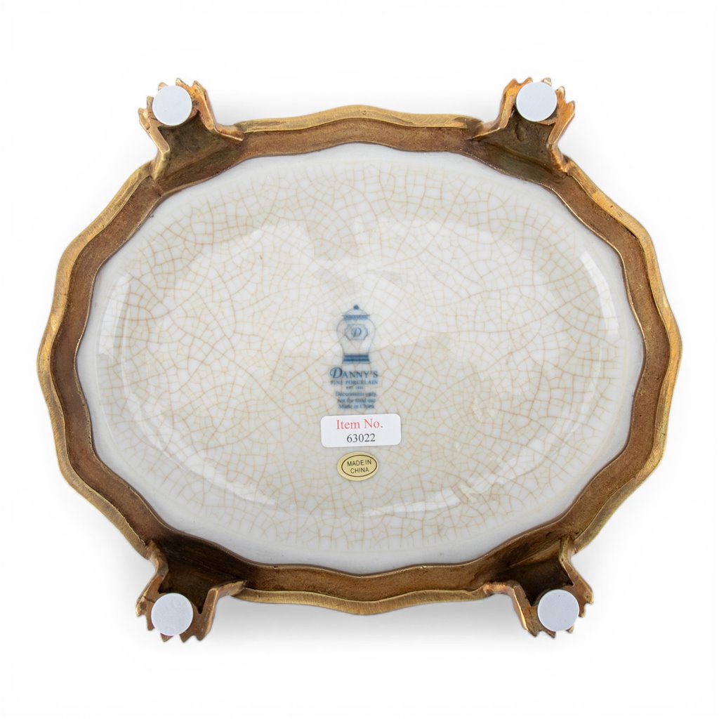Danny's Fine Porcelain Porcelain Oval Lidded Box with Bronze Ormolu - Garden Trellis