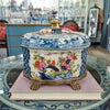 Danny's Fine Porcelain Porcelain Oval Lidded Box with Bronze Ormolu - Garden Trellis