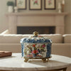 Danny's Fine Porcelain Porcelain Oval Lidded Box with Bronze Ormolu - Garden Trellis