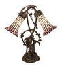 17" High Stained Glass Pond Lily 2 Light Trellis Girl Accent Lamp