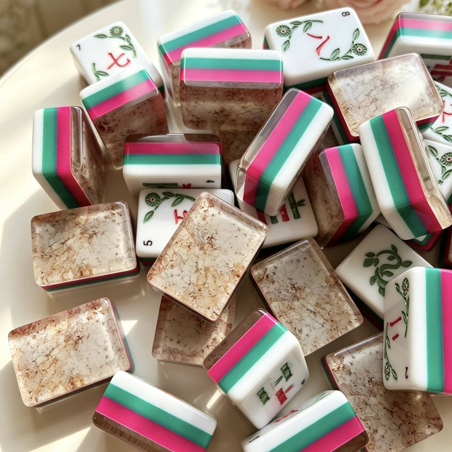 Rose Garden Mahjong Tile Set