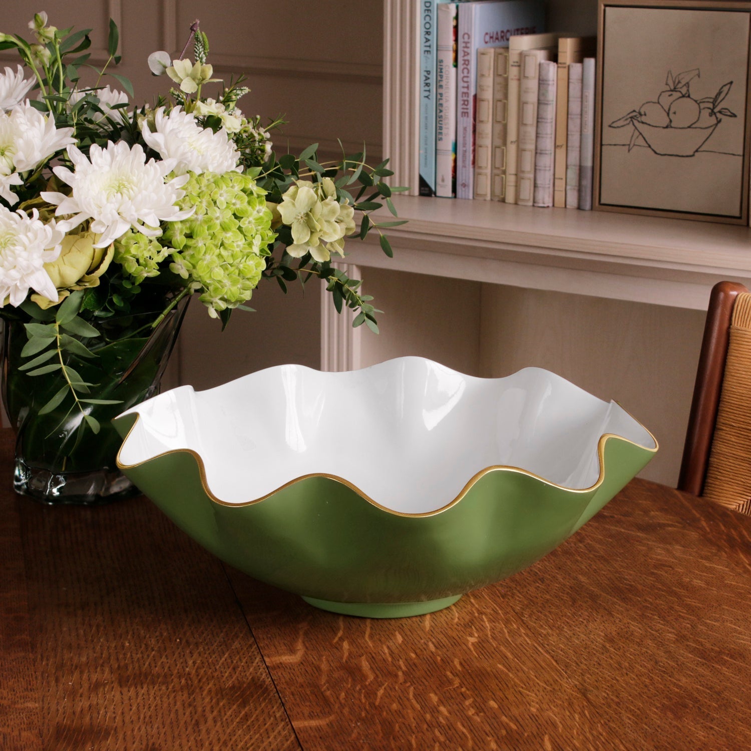 Beatriz Ball ENCANTO Carola Extra Large Bowl Leaf Green and White